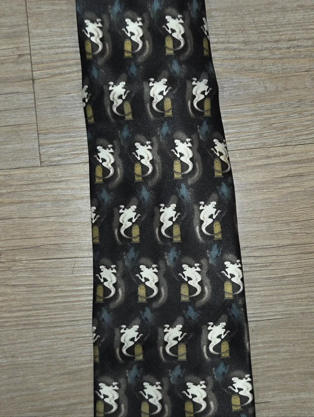 Men's Black Novelty Ghost Pattern Tie - Unbranded